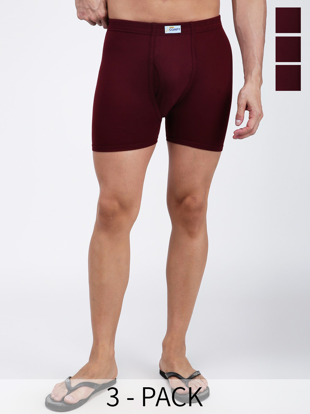 AMUL COMFY Pack Of 3 Pure Cotton Trunks AC-FCTRIE-MAR-XS-3PC