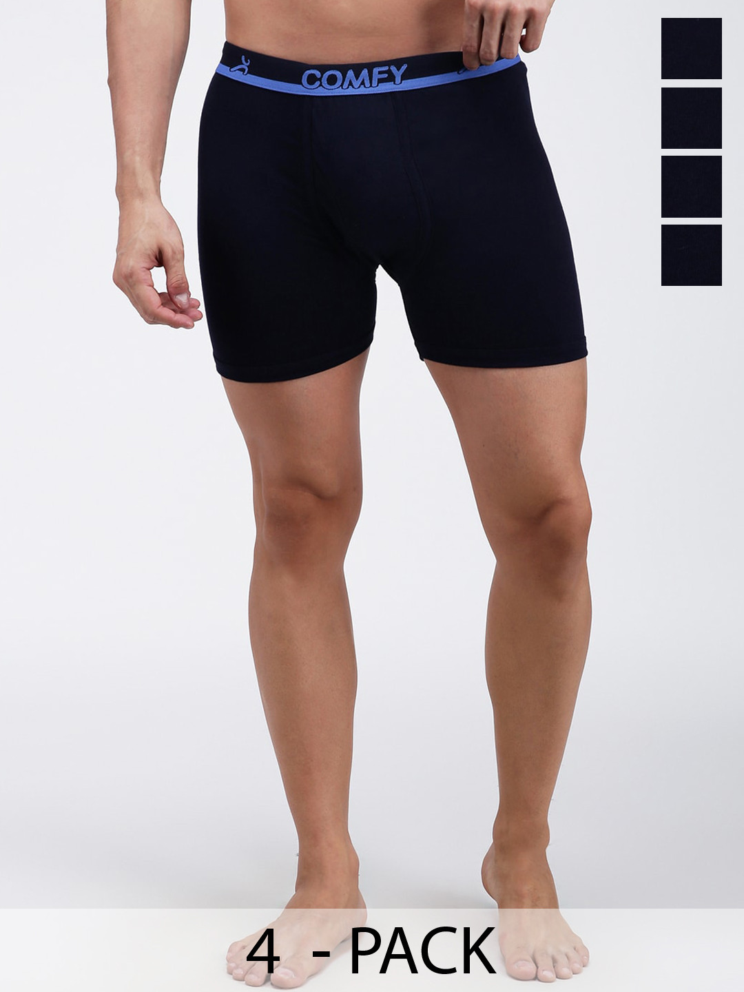 AMUL COMFY Pack Of 4 Cotton Trunks AC-LPTROE-NVY-L-4PC