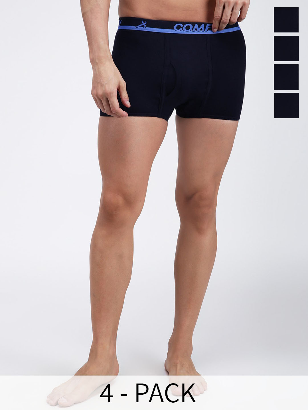 AMUL COMFY Pack Of 4 Pure Cotton Trunks AC-MTROE-NVY-L-4PC