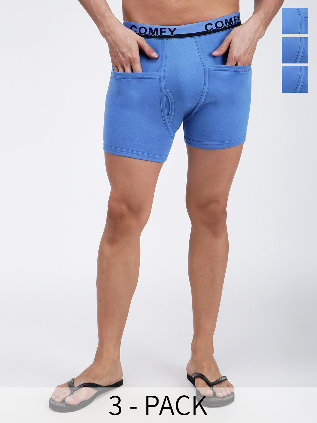 AMUL COMFY Pack Of 3 Pure Cotton Trunks AC-PCLTROE-SKY-XS-3PC