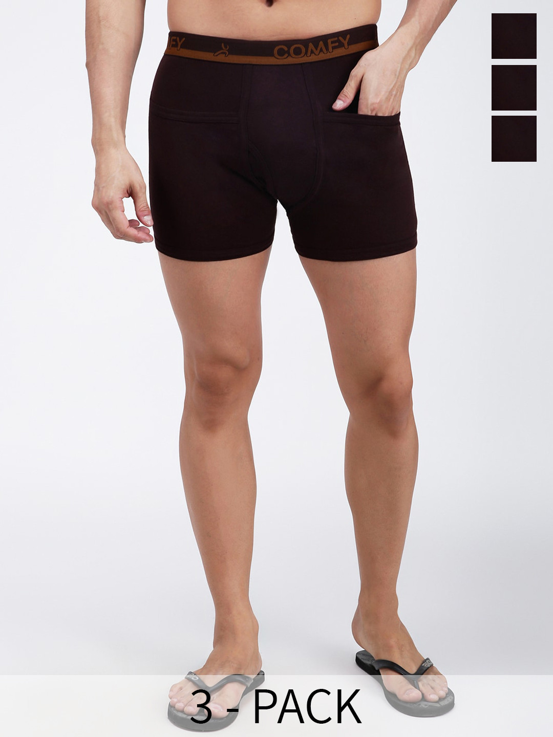 AMUL COMFY Pack Of 3 Pure Cotton Trunks AC-PCLTROE-CB-S-3PC