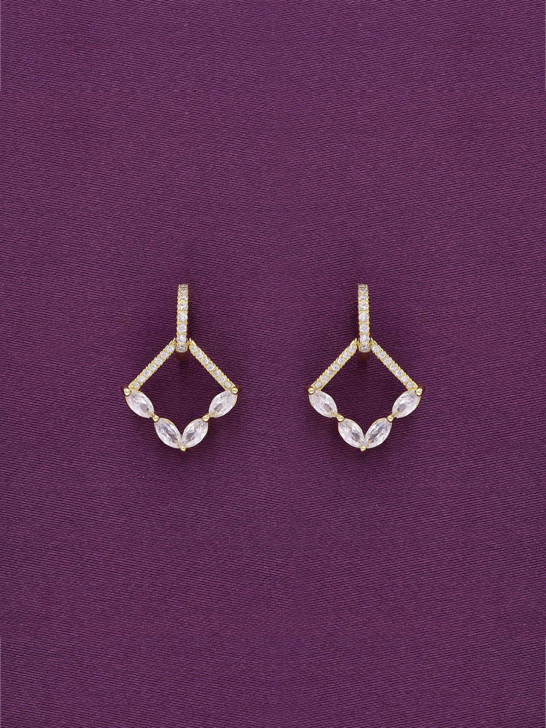 KAI JEWEL Gold-Plated 92.5 Sterling Silver Contemporary Drop Earrings