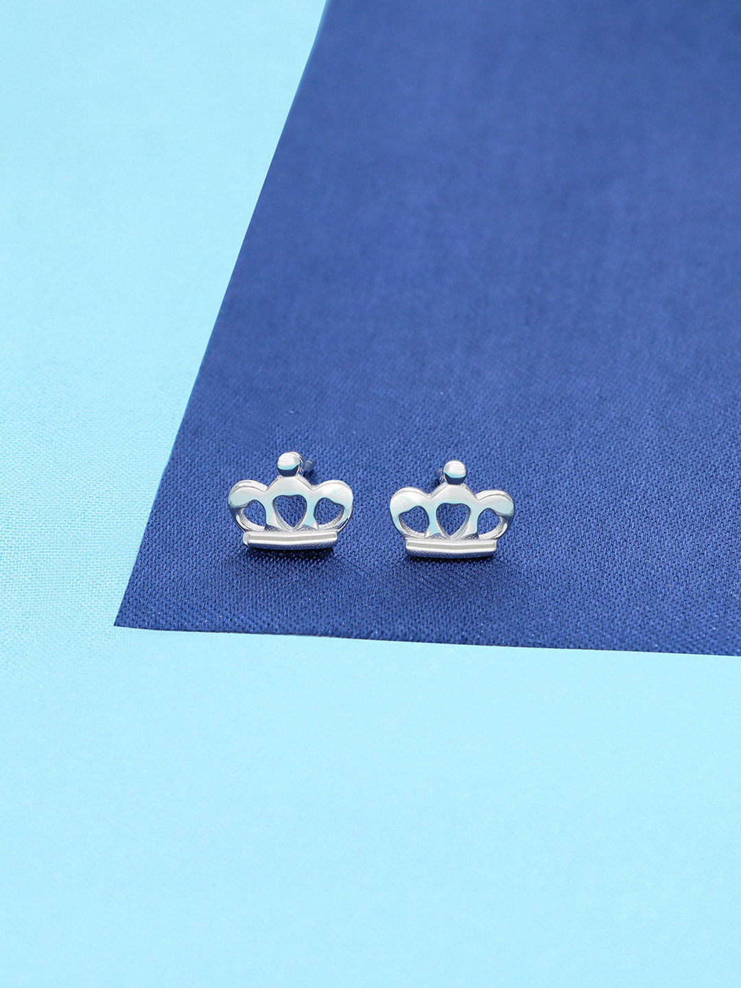 KAI JEWEL 925 Sterling Silver Rhodium-Plated Little Princess Studs Earrings