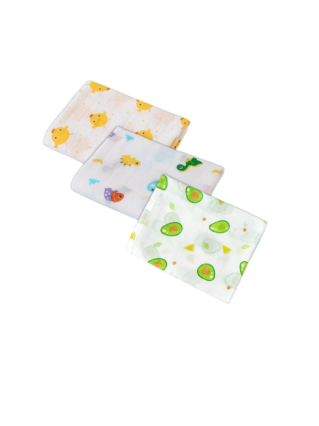 GUCHIGU Infants 3-Pcs Assorted Printed Muslin Cotton Swaddle