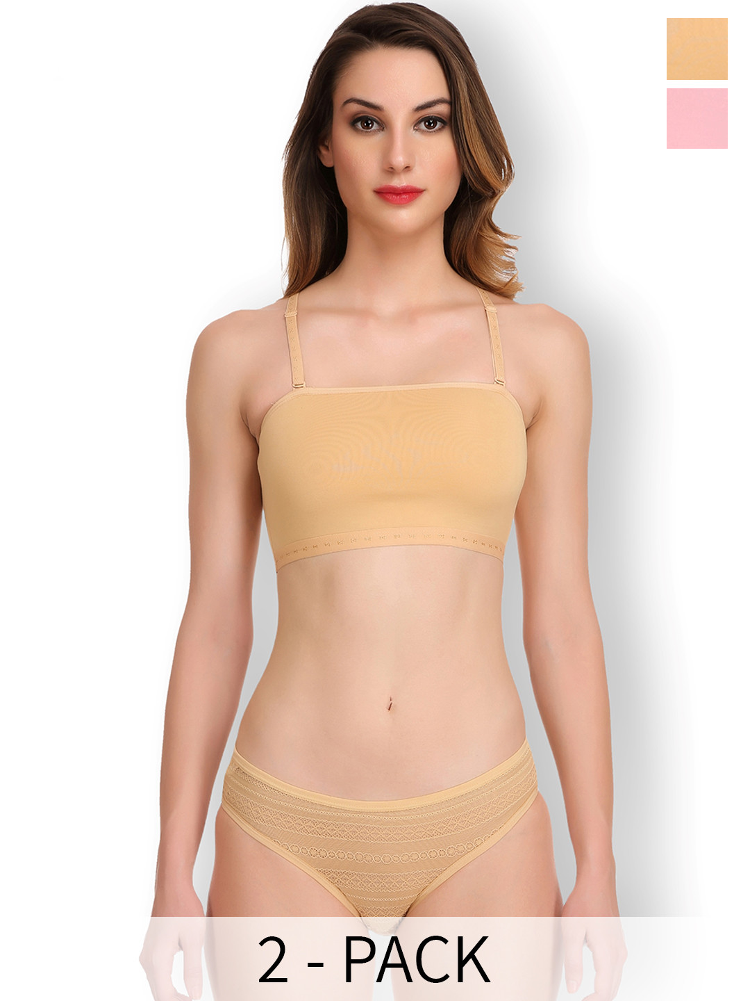 Selfcare Pack of 2 Women Cotton Non Padded Bikini Panty Lingerie Set - SN2580