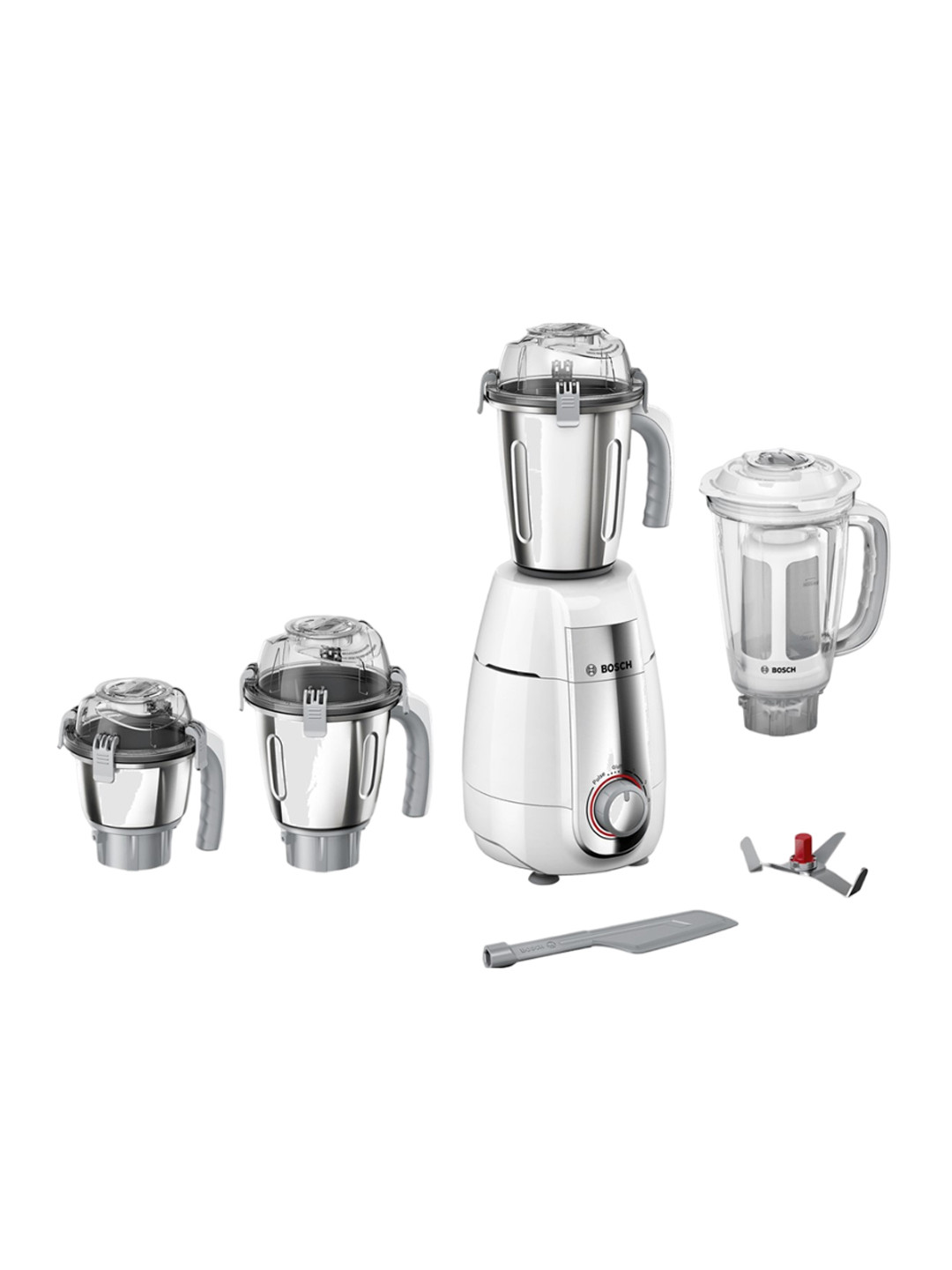 Bosch Truemixx White Stainless Steel Safety Lock 4 Jars Wet and Dry Grinder with Juicer-750W
