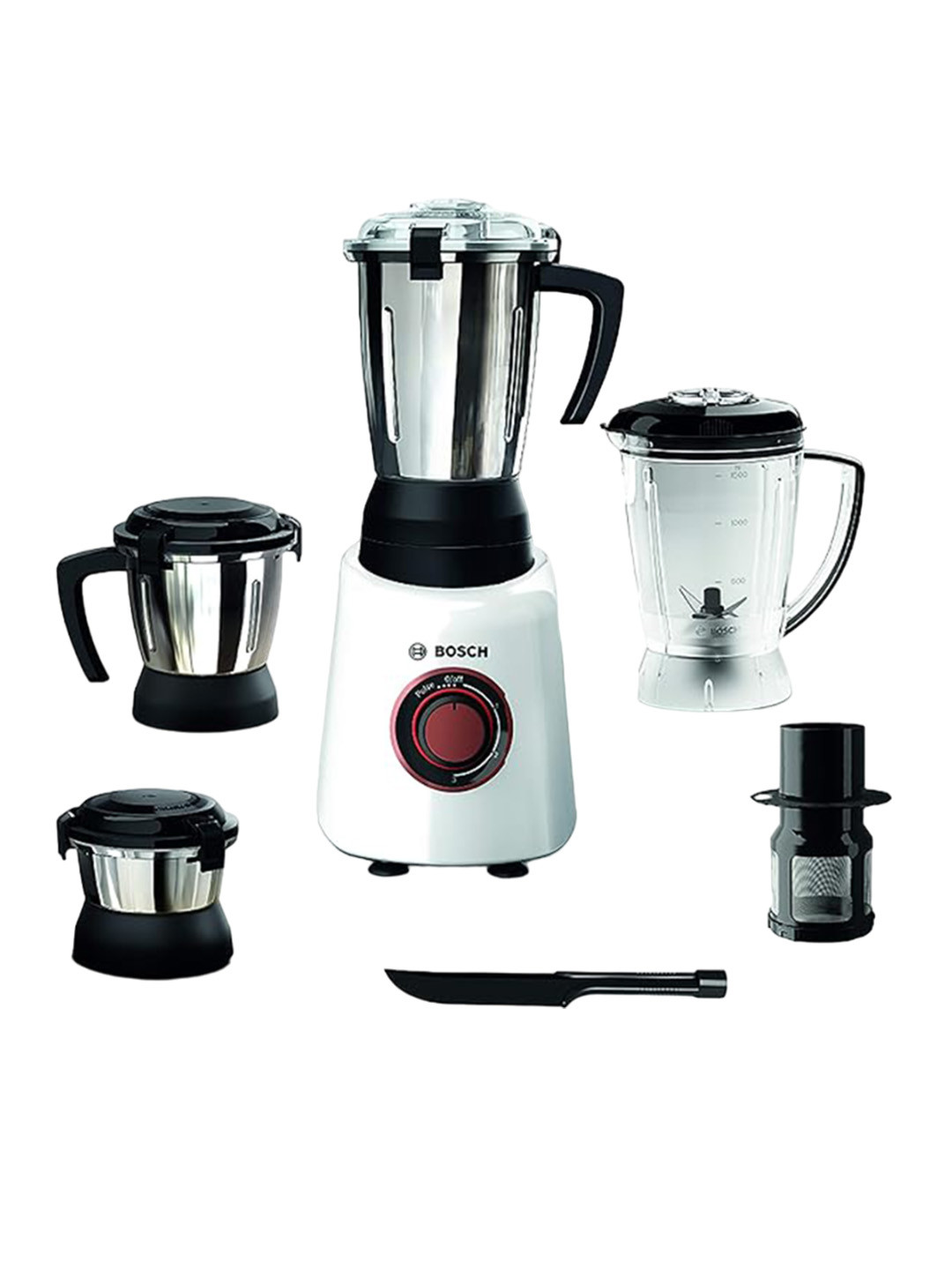 Bosch TrueMixx Bold White Stainless Steel Safety Lock 4 Jars Wet and Dry Grinder-750W