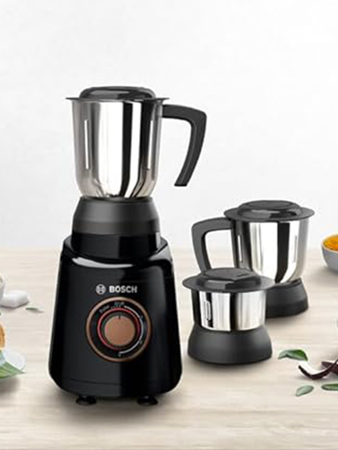Bosch Truemixx Joy Black Stainless Steel Safety Lock 3 Jars Wet and Dry Grinder with Juicer-750W