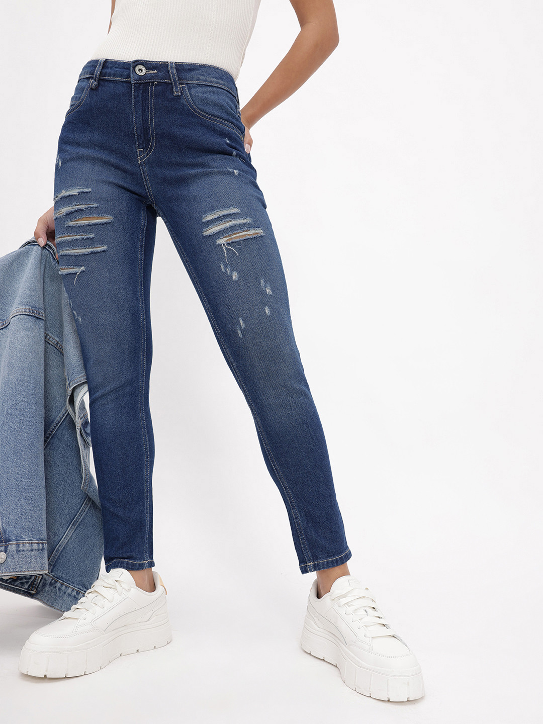 The Roadster Life Co. Women Statement slim Ripped Jeans