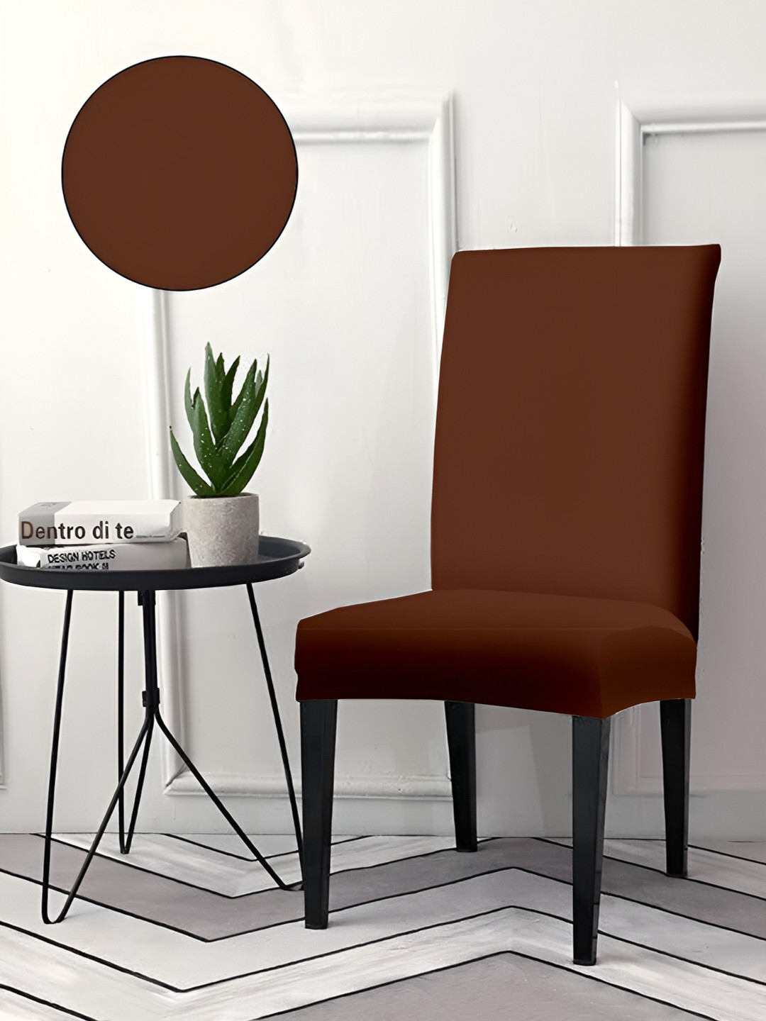 Aura Brown 6Pcs Easy To Clean  Chair Covers