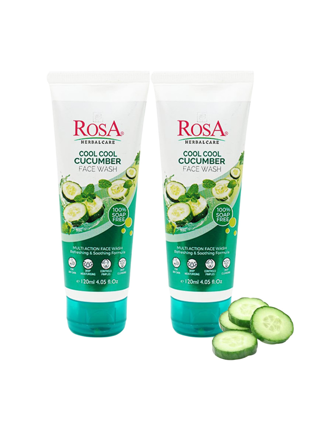 ROSA Set Of 2 Cucumber Face Wash Control Pimple Dry Refreshing & Soothing Skin-120ml Each