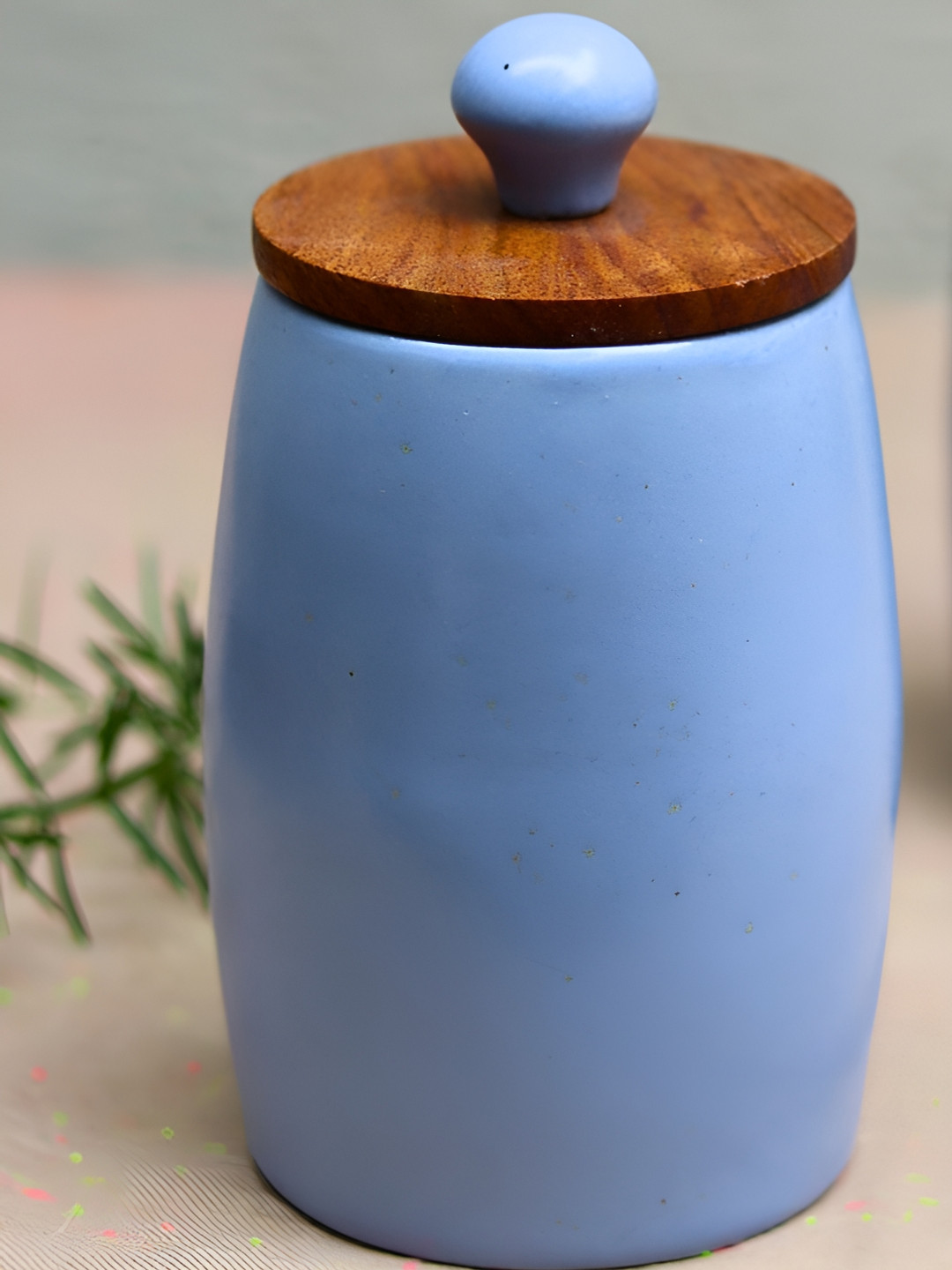 Weaving Homes Blue Marble Ceramic Dishwasher Safe Clip-On Canister-350ml