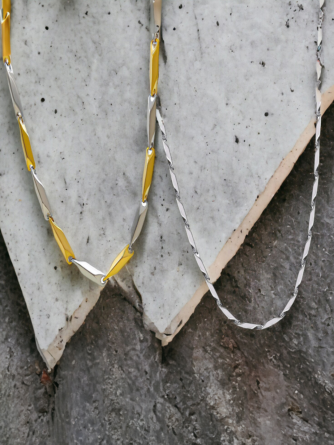 Okos Men Set Of 2 Dual Tone Stainless Steel Chains