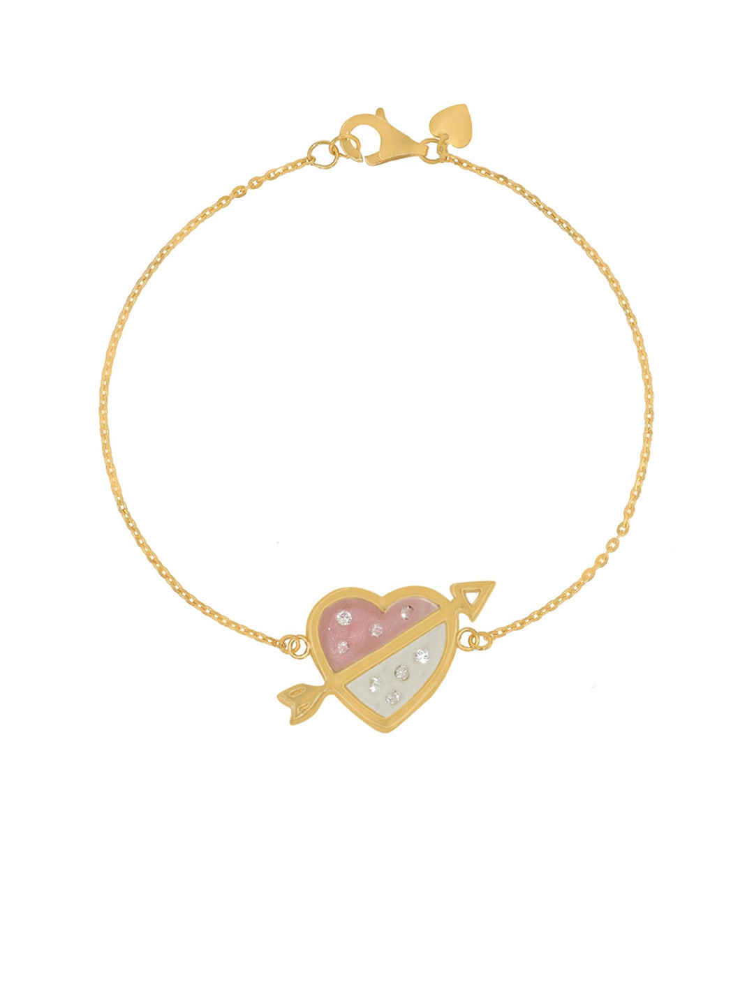 BHIMA 22K 916 Gold Heart-Charm Bracelet
