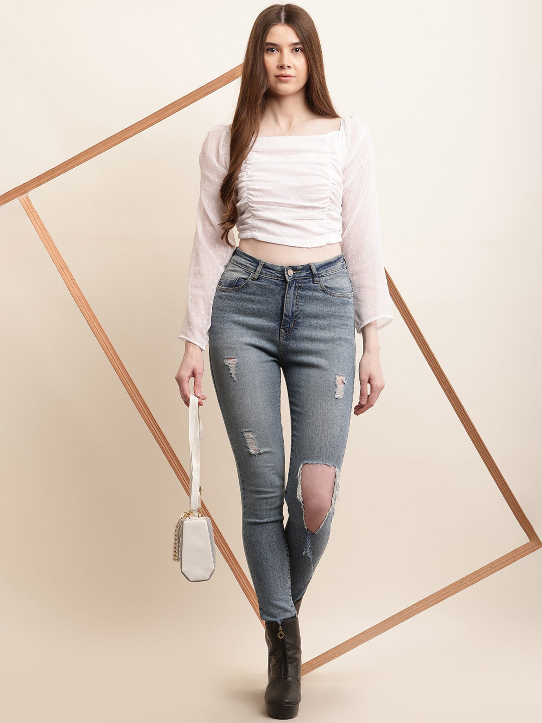 HIGHLIGHT FASHION EXPORT  Square Neck Crop Top