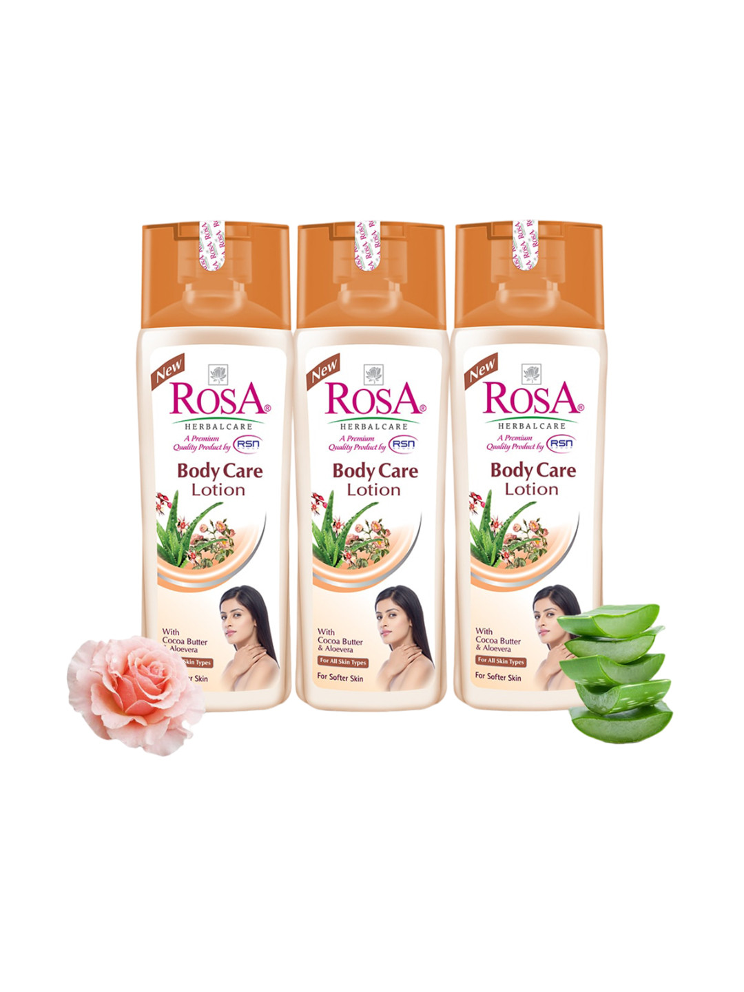 ROSA Set Of 3 Aloevera Cocoa Butter & Vitamin-E  Body Care  Lotion-100ml Each