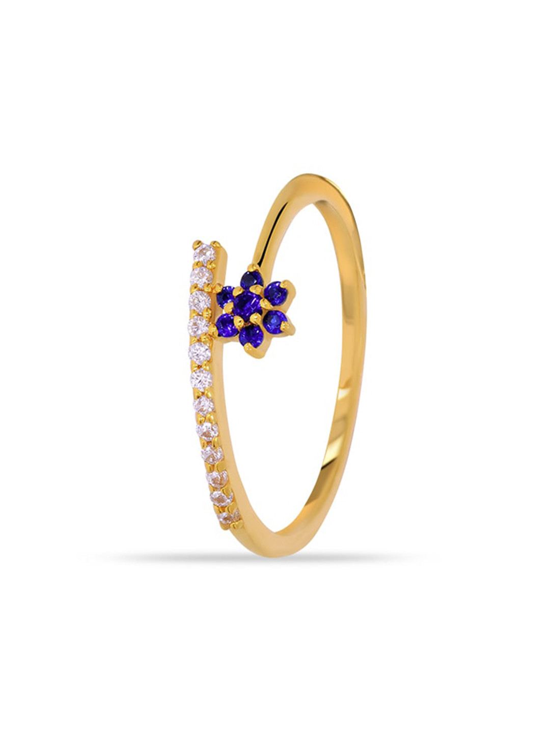 BHIMA 22K BIS Hallmark (916) Yellow Gold Blue Floral Casual Ring