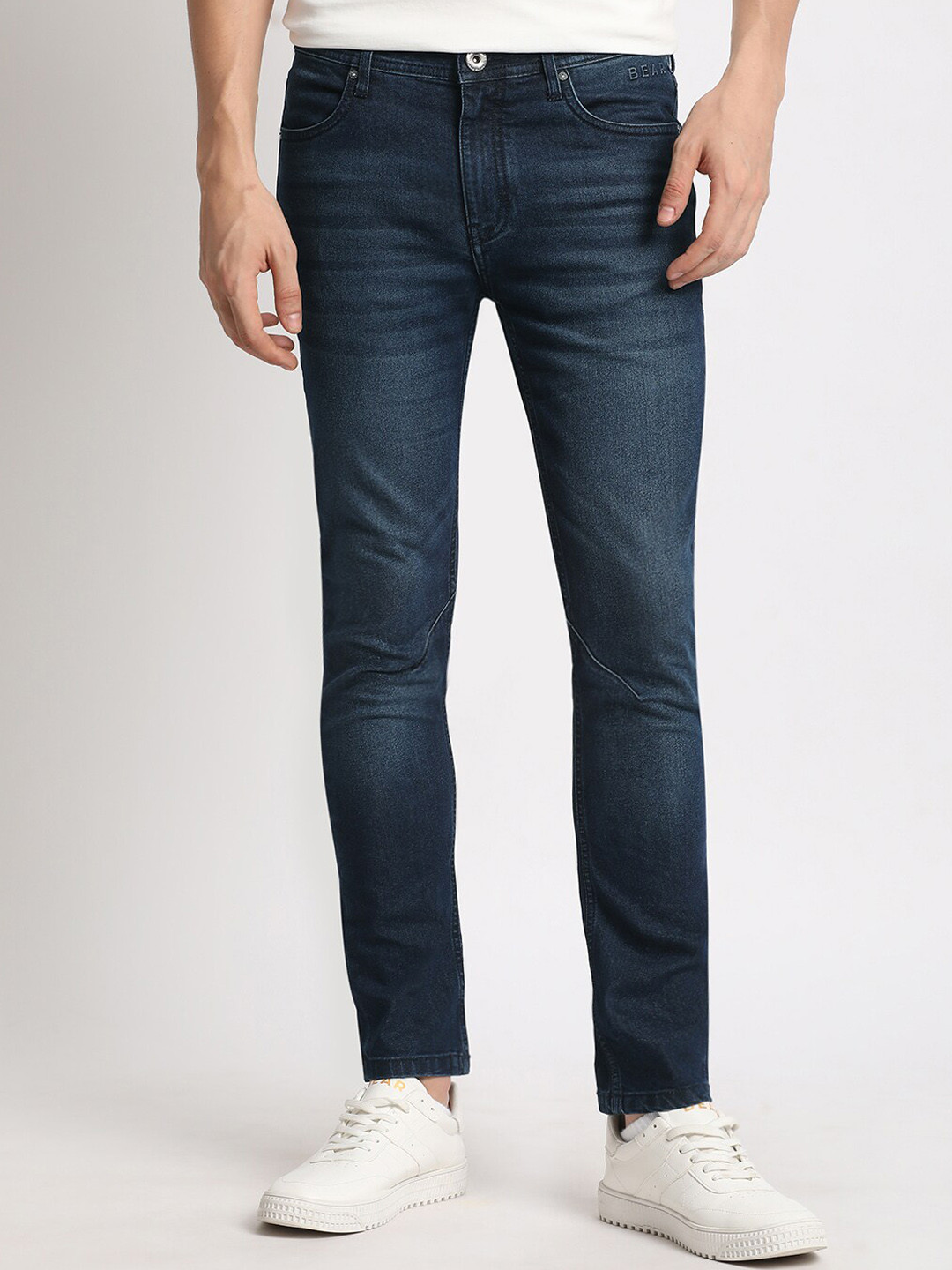 THE BEAR HOUSE Men Skinny Fit Clean Look Light Fade Whiskers Stretchable Jeans