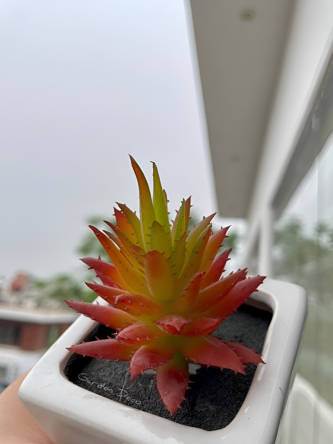 Garden Deco Orange 2 Pieces Succulent Artificial Plant