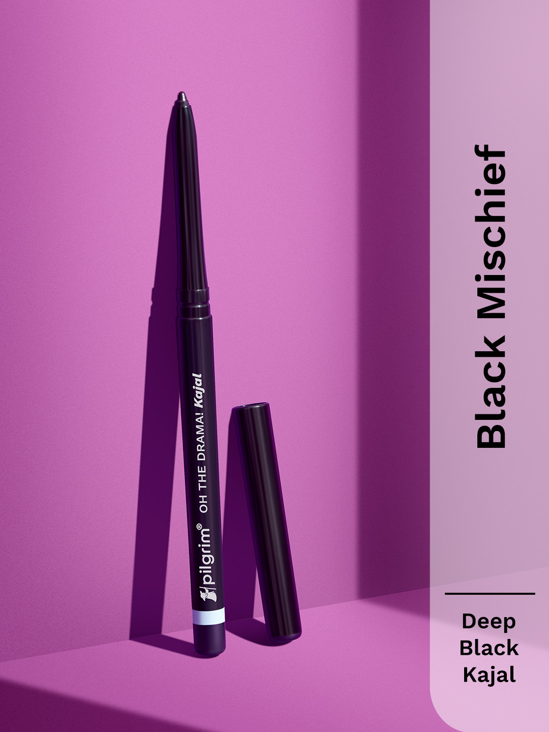 Pilgrim Oh The Drama Smudge & Waterproof Kajal Infused With Argon Oil-Black Mischief-KBM1