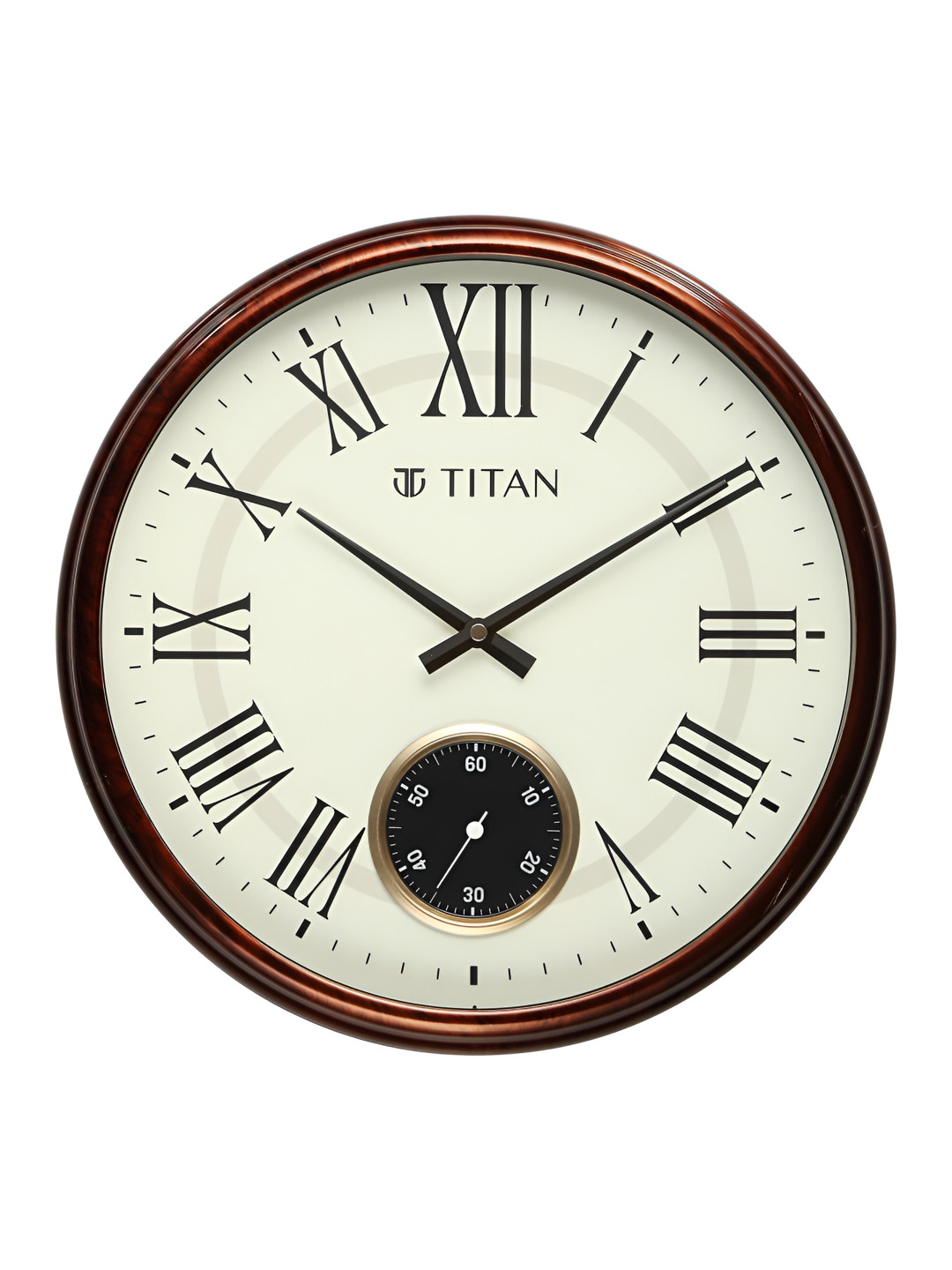 Titan Classic Sub-Second Plastic Silent Clock Round Battery Analogue Wall Clock-35cm