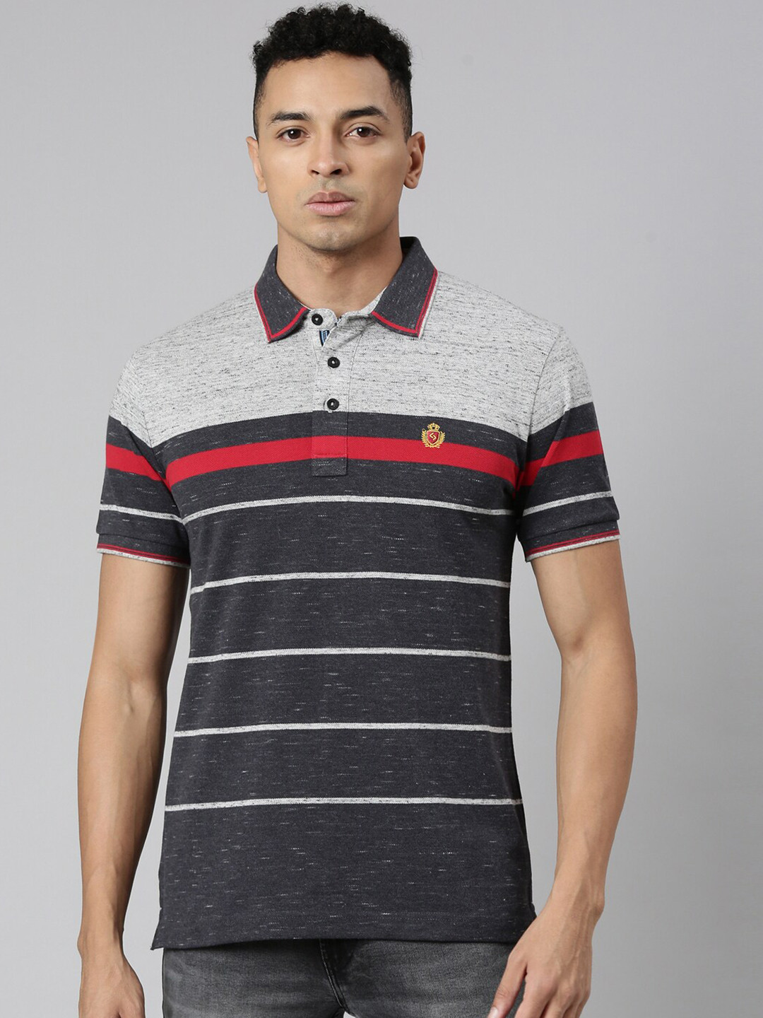 Classic Polo Striped Polo Collar Short Sleeves Cotton Slim Fit T-shirt