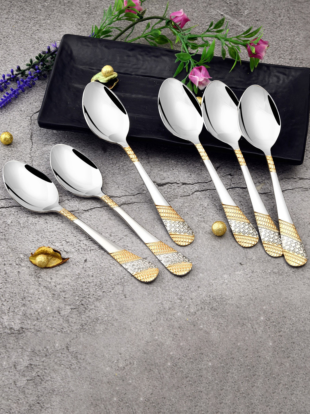 FNS Imperio Gold-Plated 6 Pieces Stainless Steel Baby Spoon