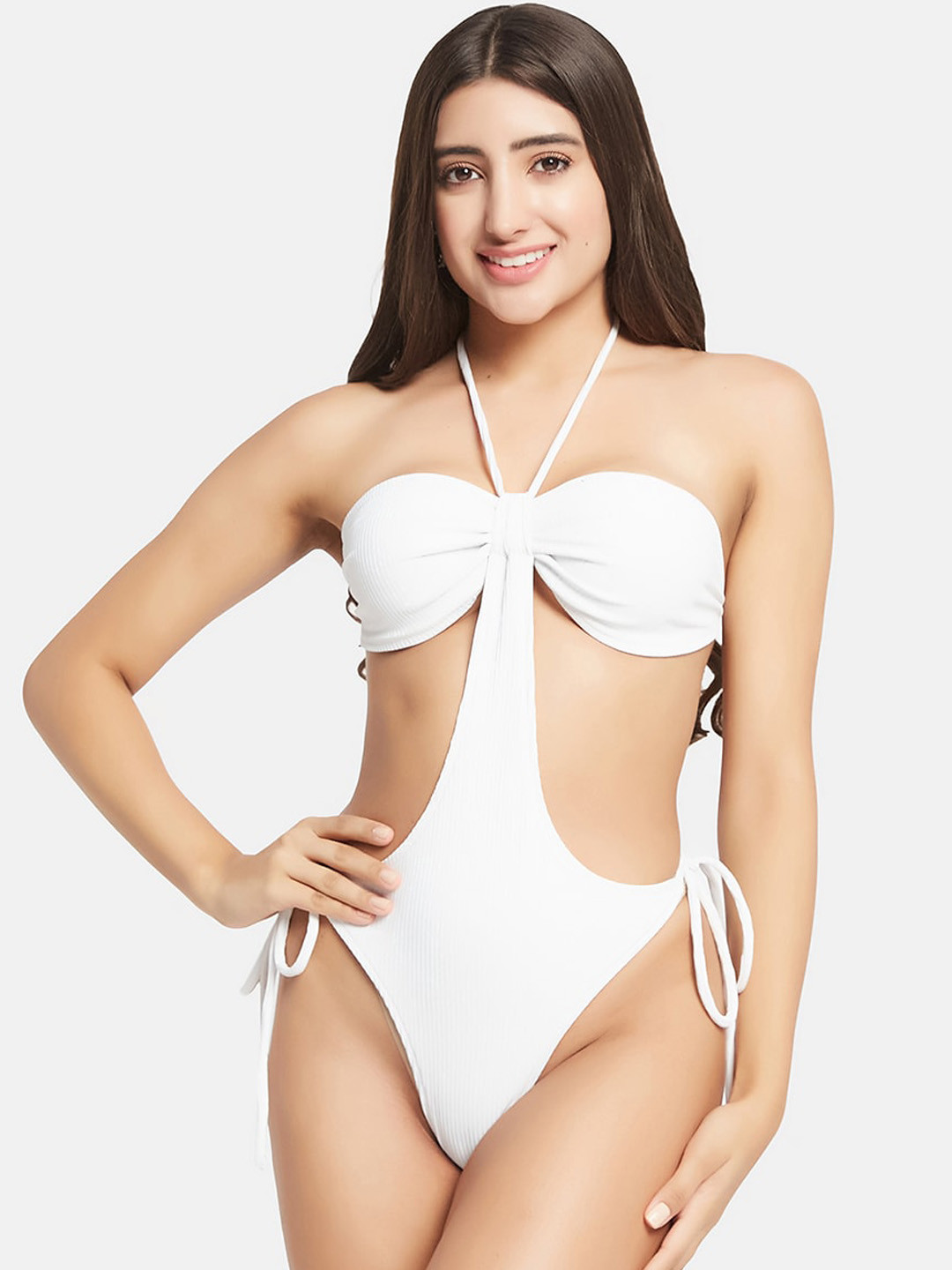 SECRETS BY ZEROKAATA Women Ribbed Beachwear Swimsuit