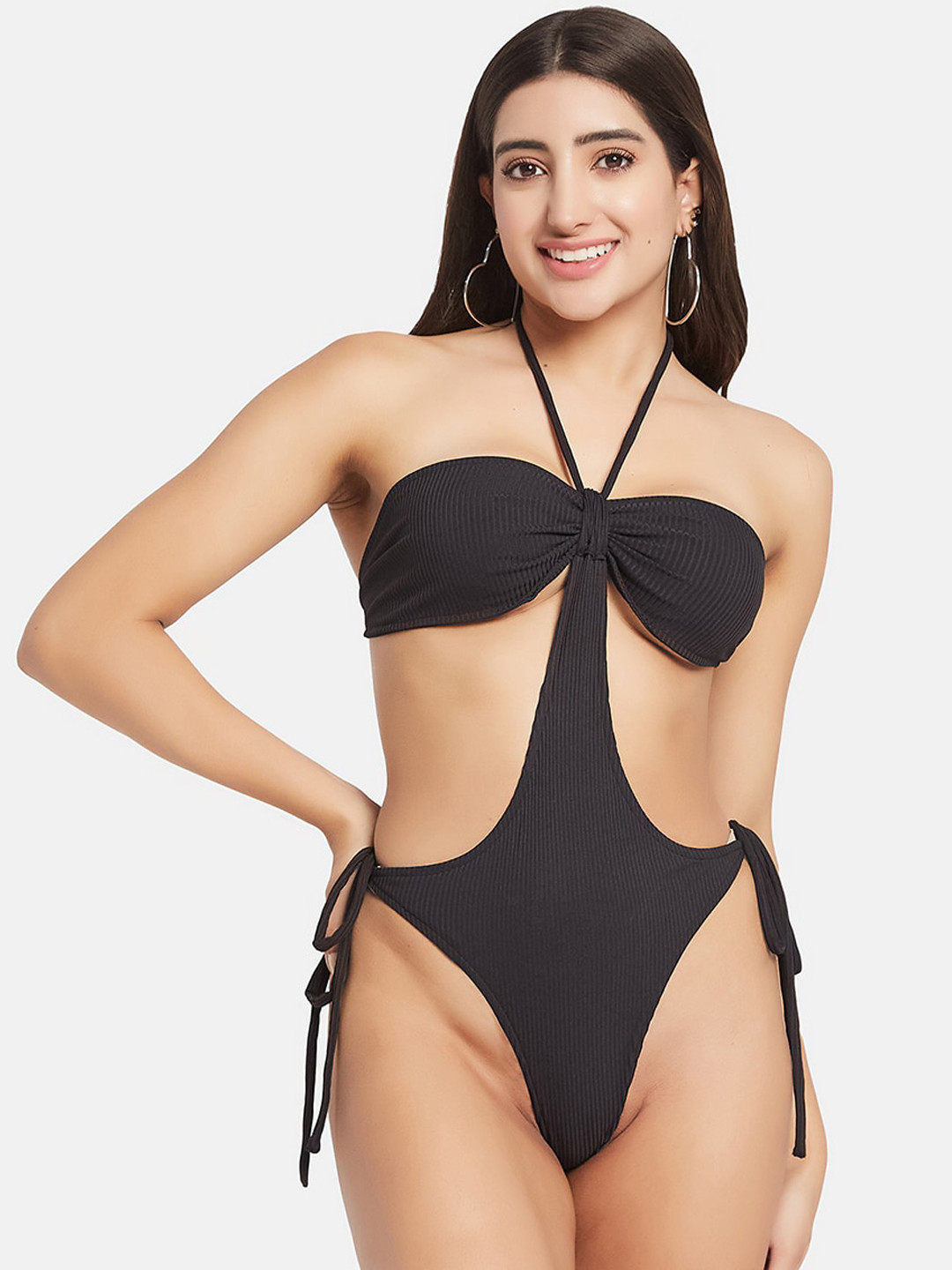 SECRETS BY ZEROKAATA Women Ribbed Beachwear Swimsuit