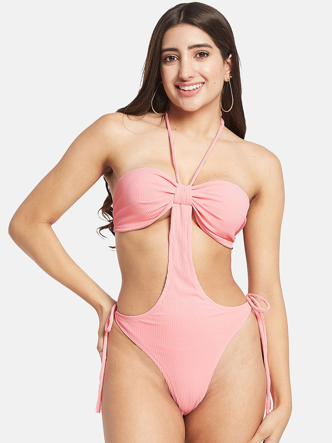 SECRETS BY ZEROKAATA Women Ribbed Beachwear Swimsuit