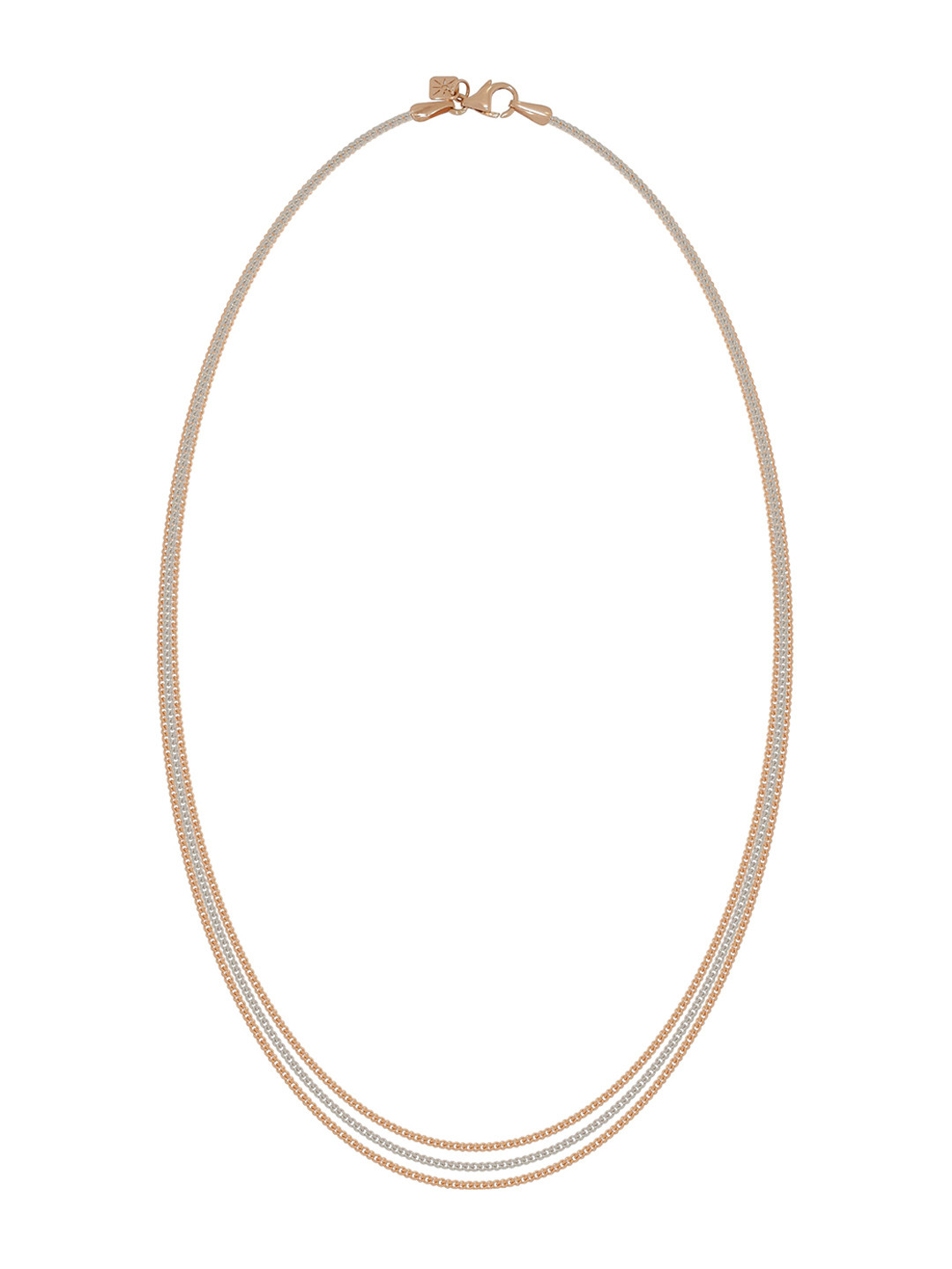 BHIMA 18K BIS Hallmark (750) Rose Gold Tri Layered Rhodium Fancy Necklace