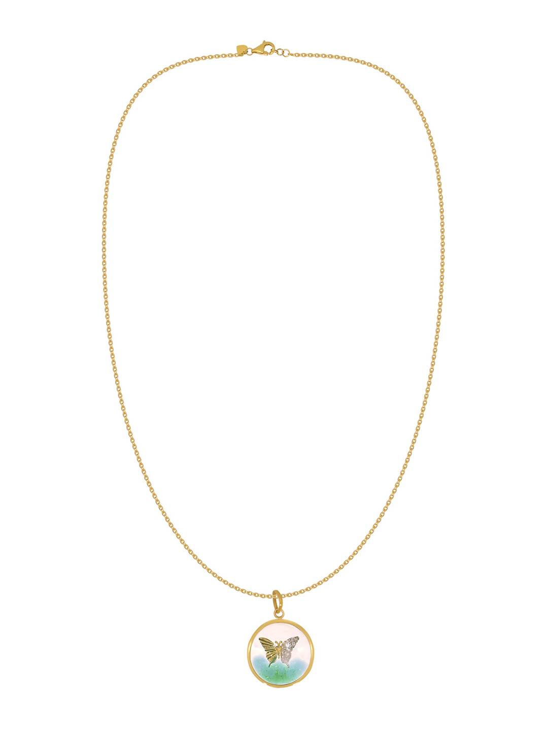 BHIMA 22K BIS Hallmark (916) Yellow Gold Whismical Butterfly Pendant Chain