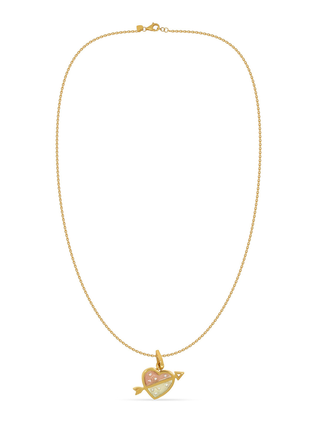 BHIMA 22K BIS Hallmark (916) Yellow Gold Enamel Heart Bow Pendant Chain