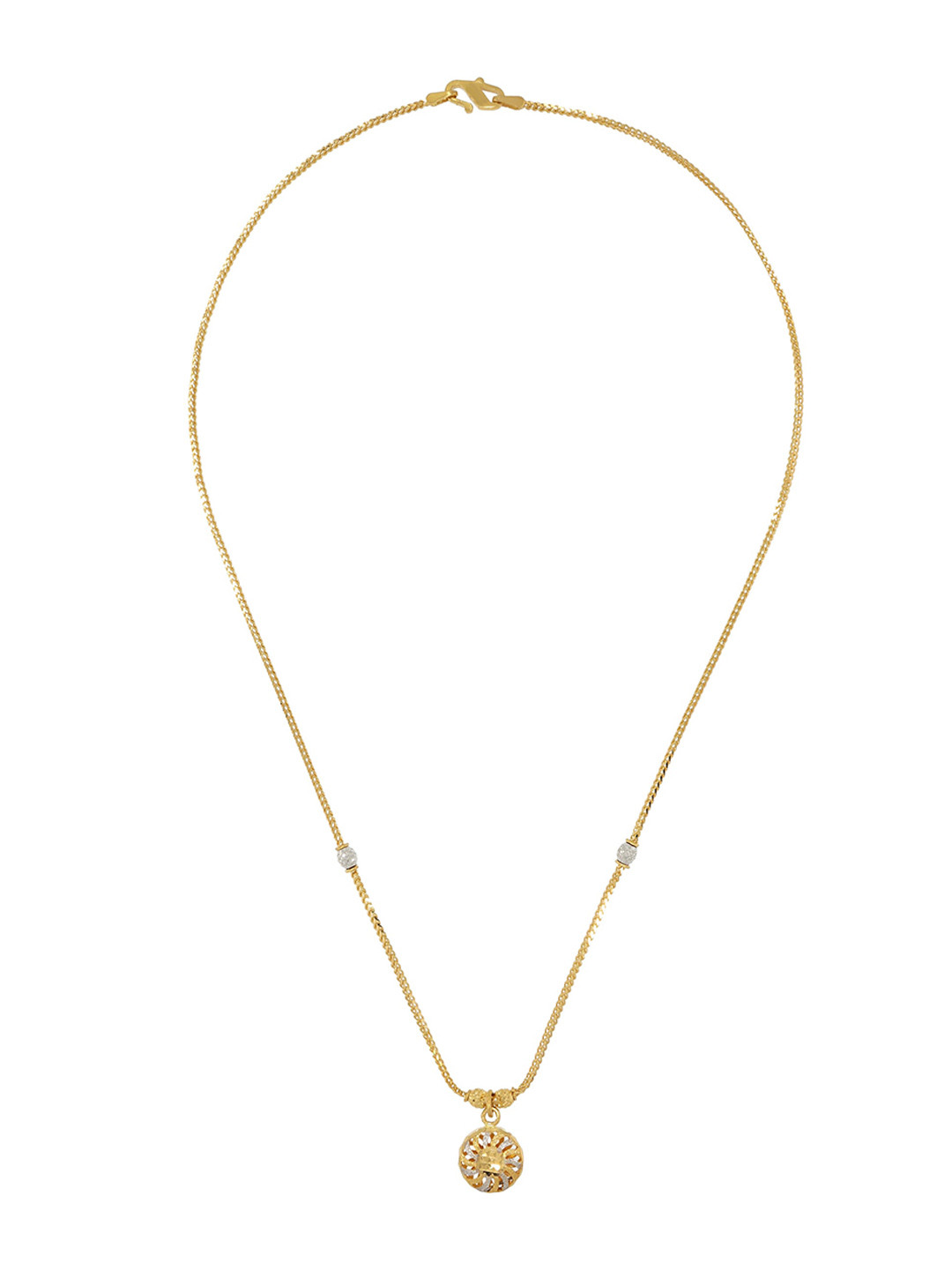 BHIMA 22K BIS Hallmark (916) Yellow Gold Rhodium Flower Pendant Chain For Kids