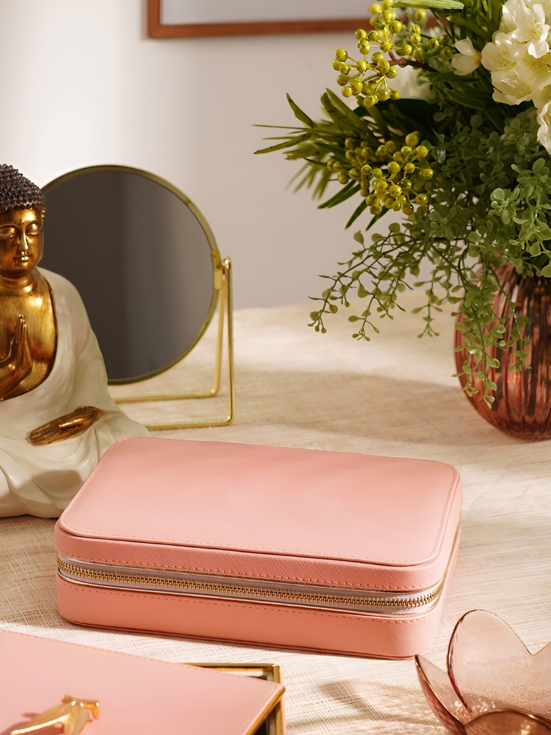 Pure Home and Living Pink Rectangular Shaped Jewellery Box