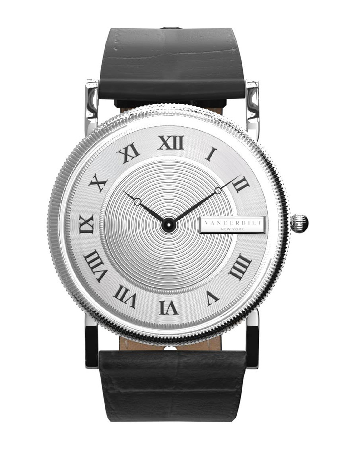 VANDERBILT NEW YORK Unisex Silver Leather Strap Analouge Watch 38CMWHT