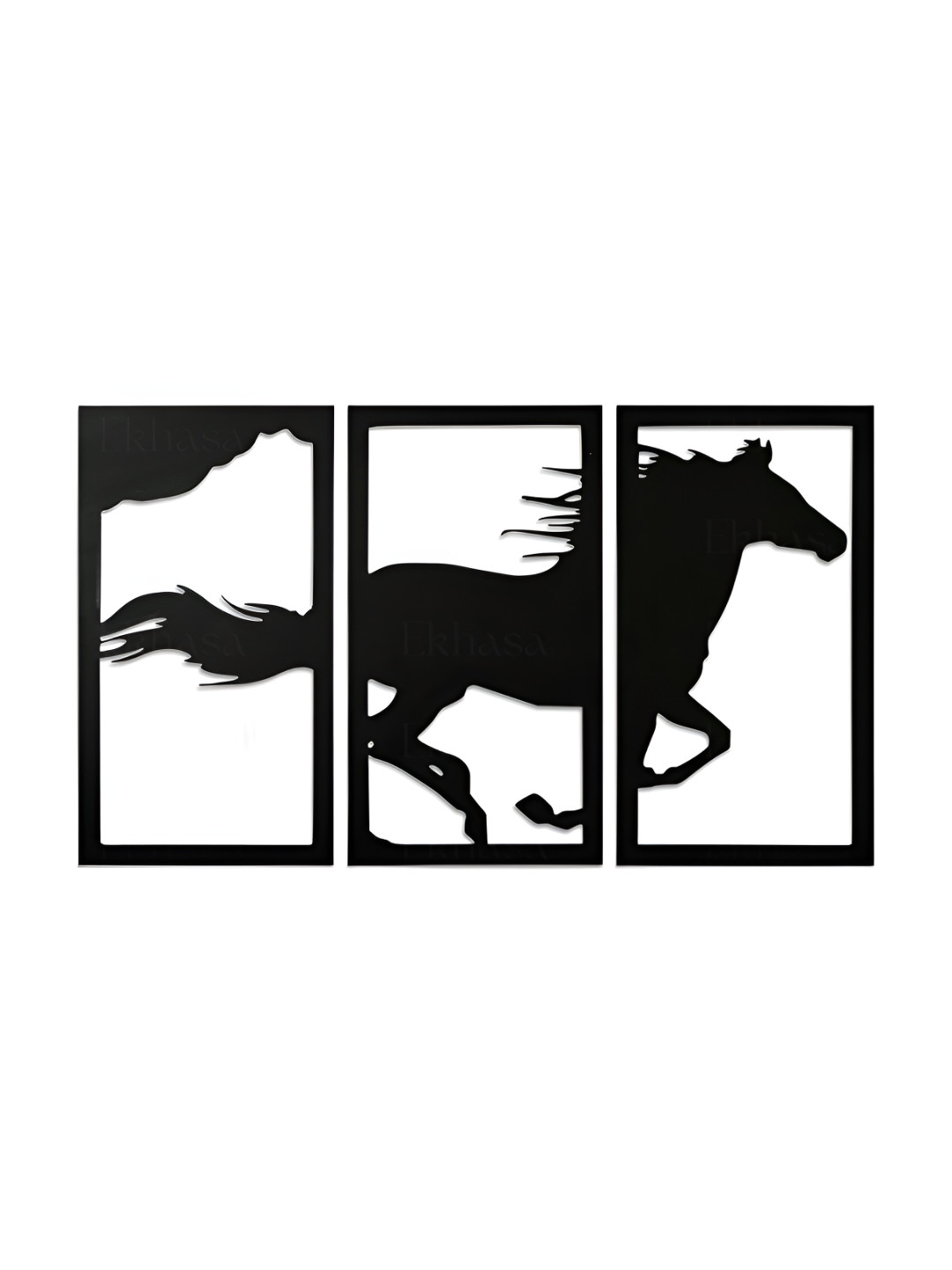 Nostrae by Ekhasa Black 3 Pieces Wooden Painting Wall Art