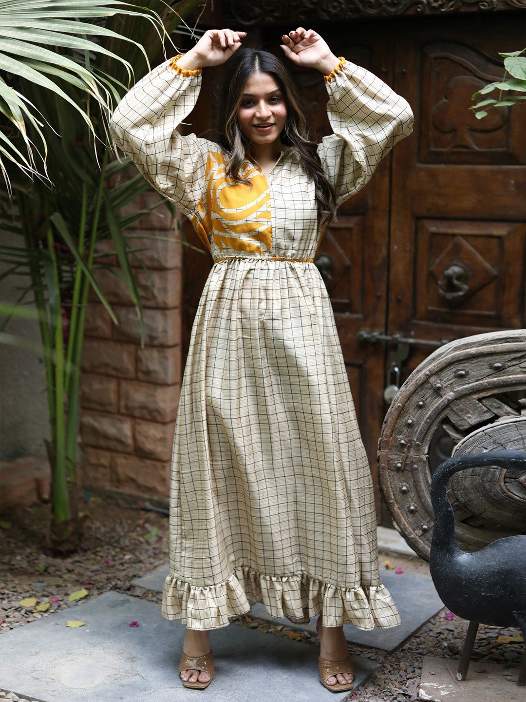 Exotic India Tofu Assorted Vintage Pure Silk Victorian Date Dress