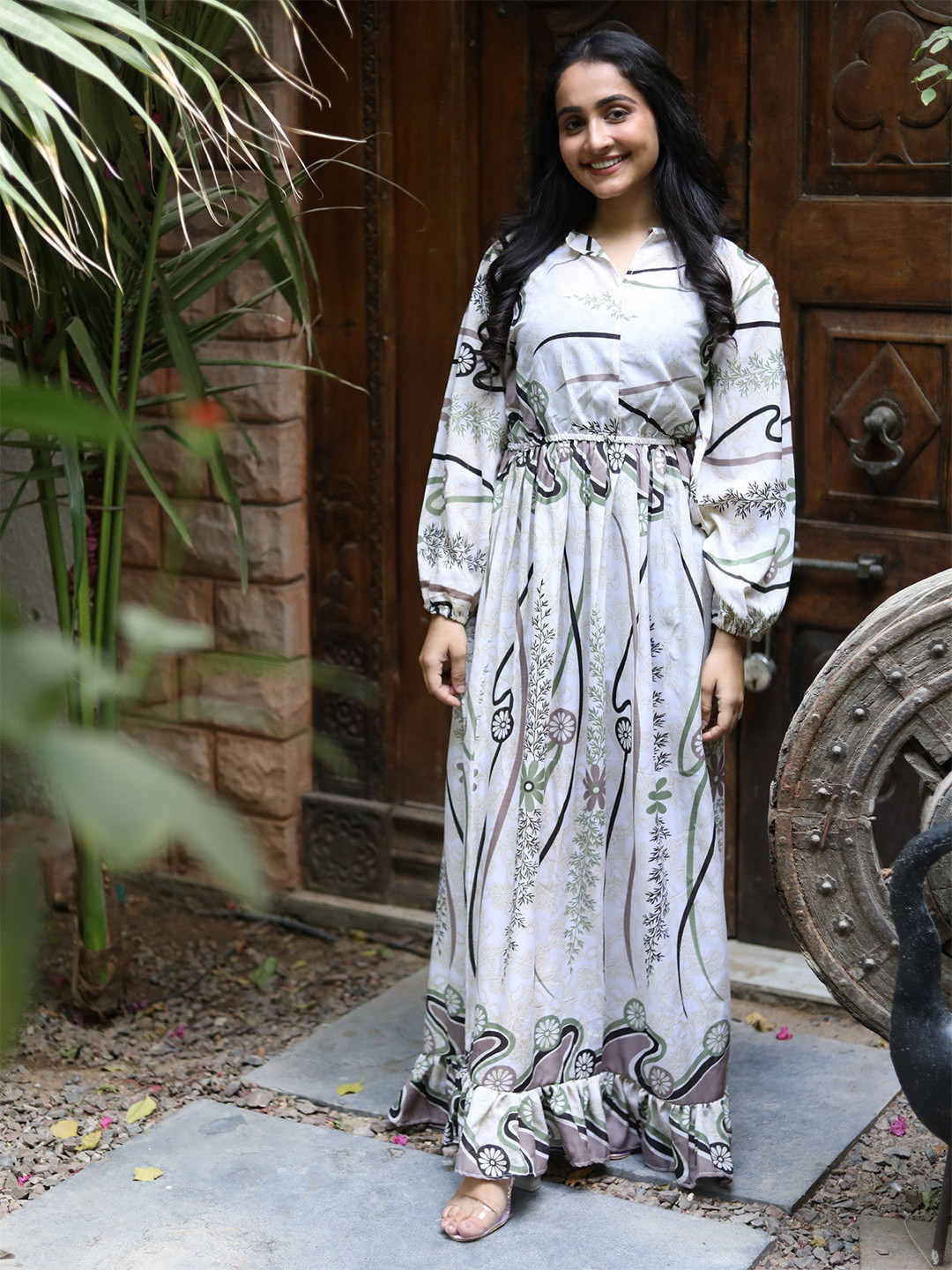 Exotic India Assorted Vintage Bright White Pure Silk Victorian Date Dress