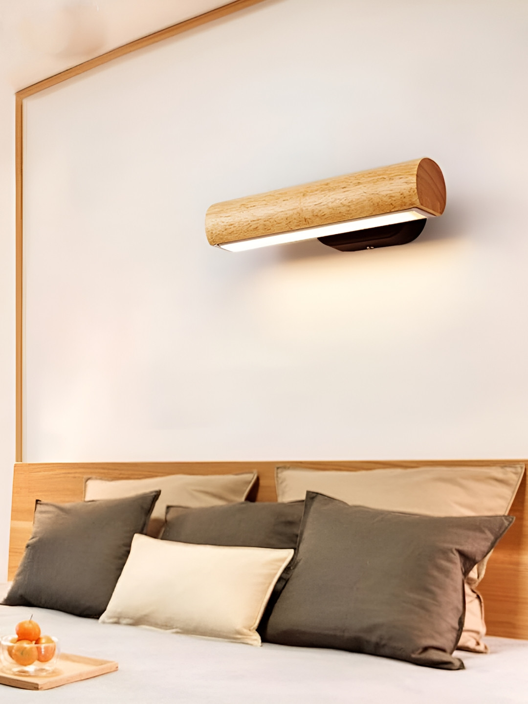 Artica Brown Textured Wooden Cylinder Shaped Wall Lamp