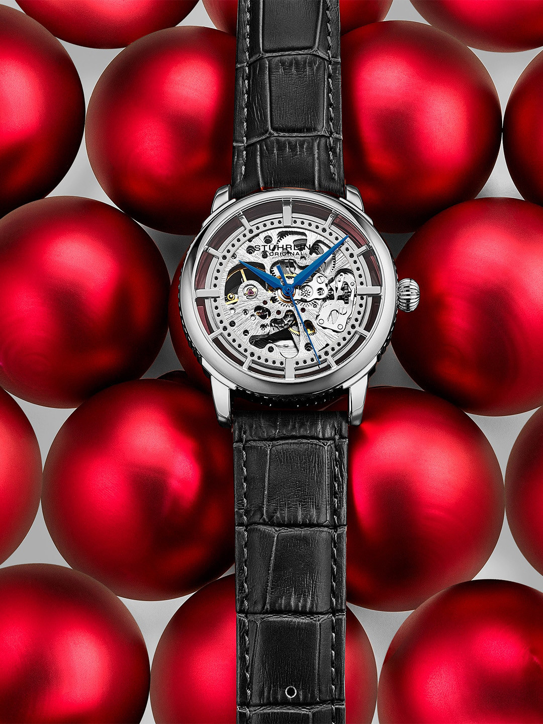 STUHRLING ORIGINAL Men Skeleton Dial & Textured Analogue Automatic Motion Powered Watch