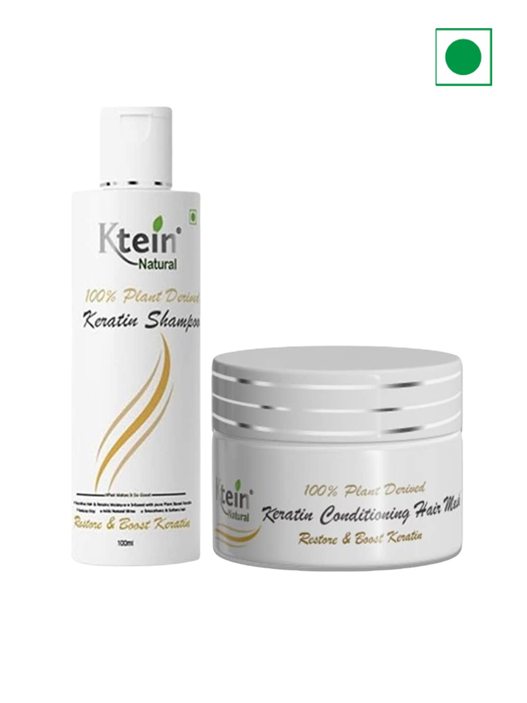 Ktein 100% Plant Derived Keratin Shampoo & Conditioning Hair Mask -100ml Each