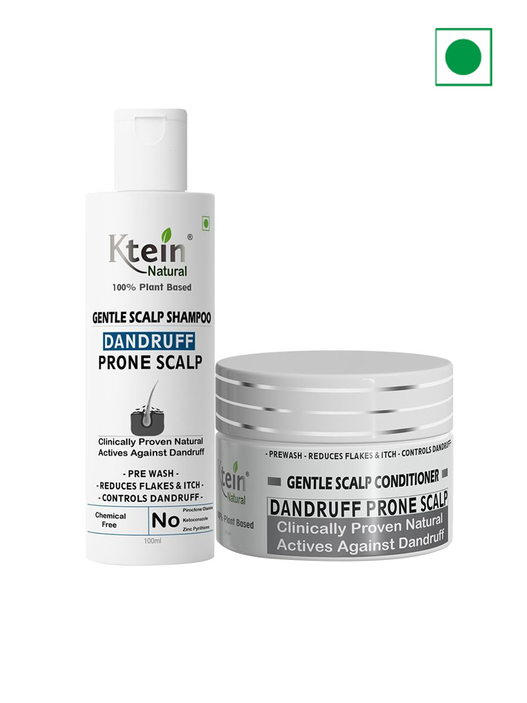 Ktein Natural 100% Plant Based Dandruff Shampoo & Conditioner-100ml Each