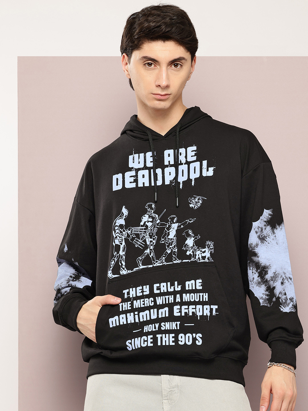 Kook N Keech Marvel Deadpool Print Hooded Sweatshirt