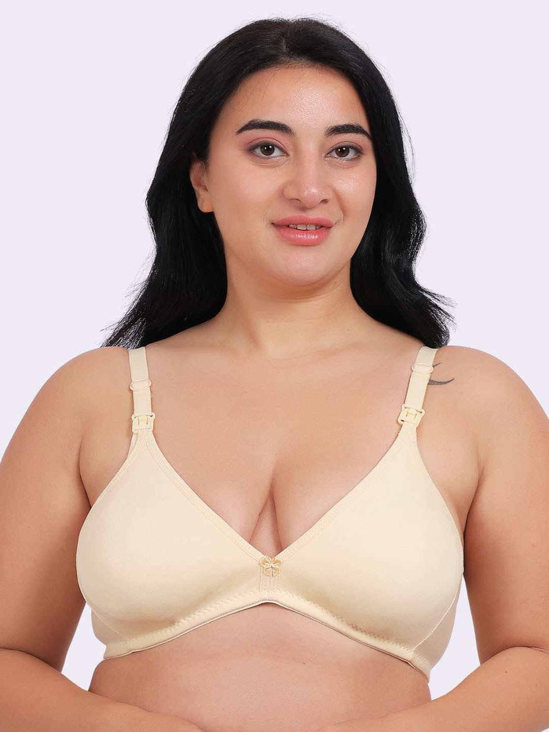 Fabme Plus Size Full Coverage Non Padded Cotton Nursing Bra-All Day Comfort