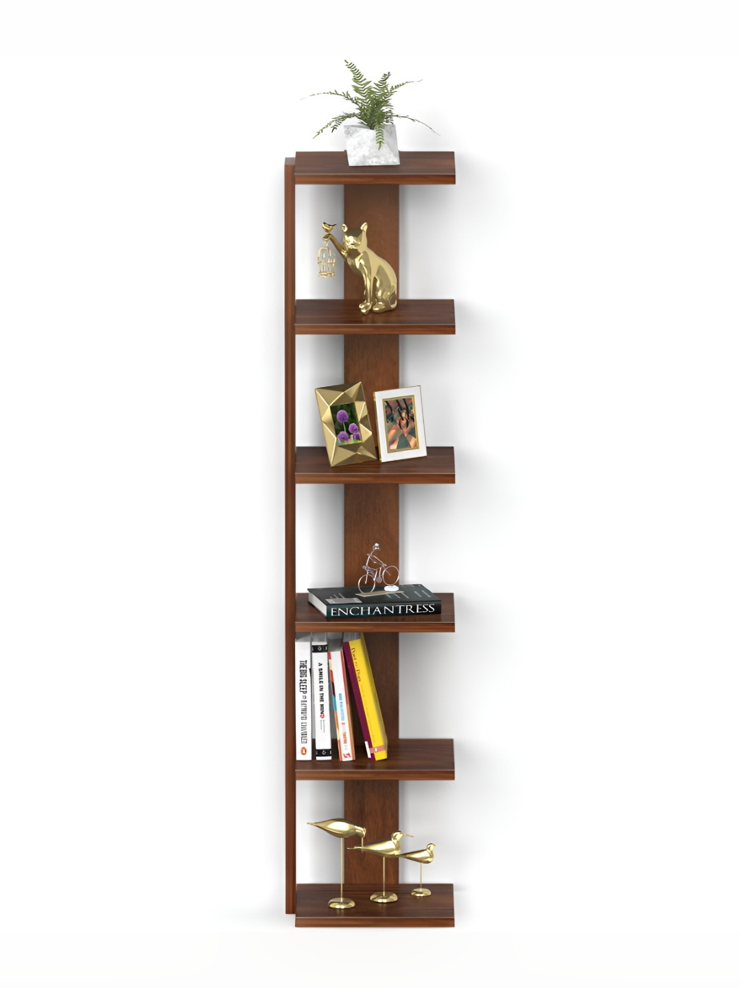 bluewud Braine Brown Wooden Basic Wall Shelf