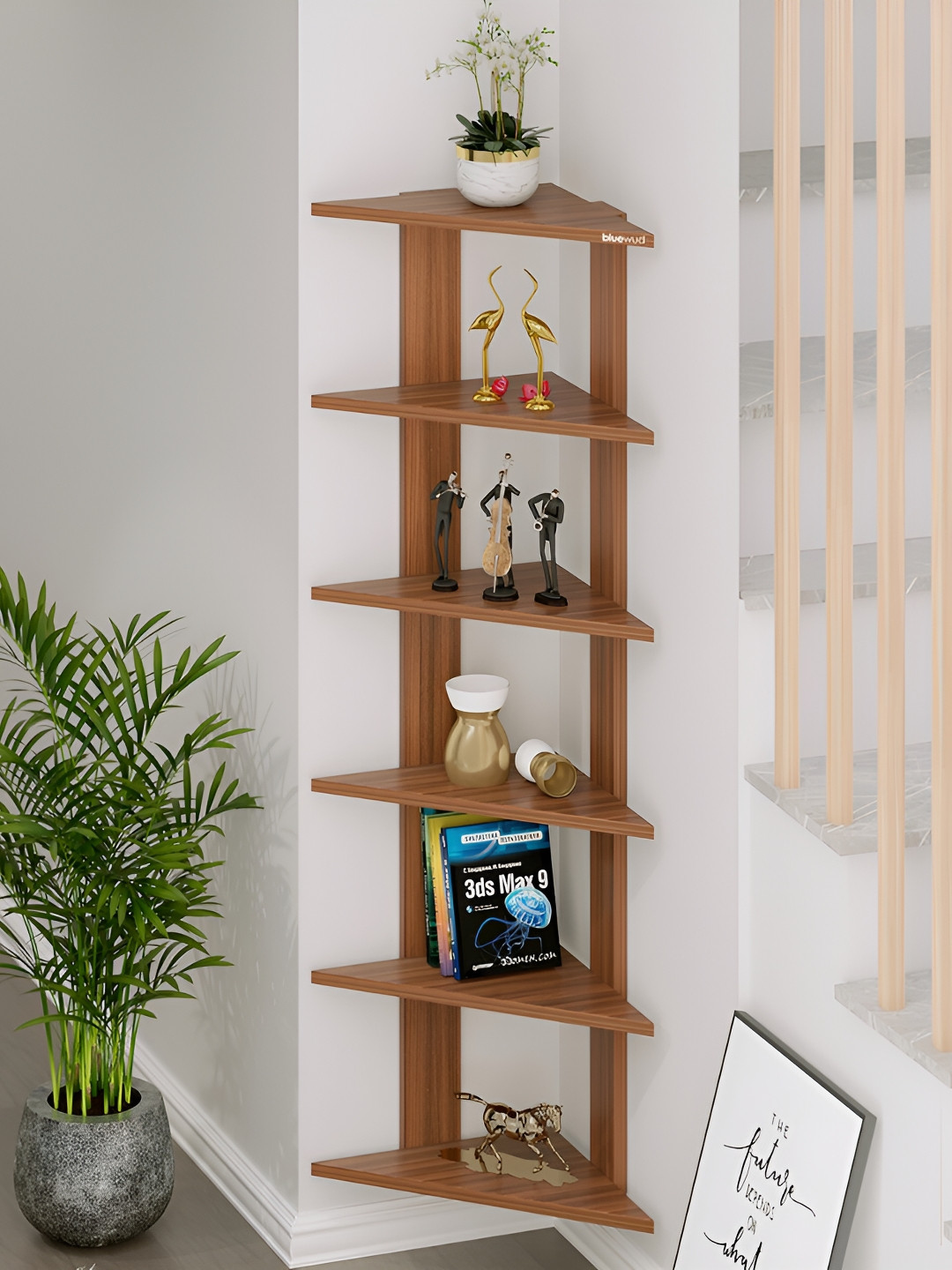 bluewud Braine Brown Wooden Basic Wall Shelf