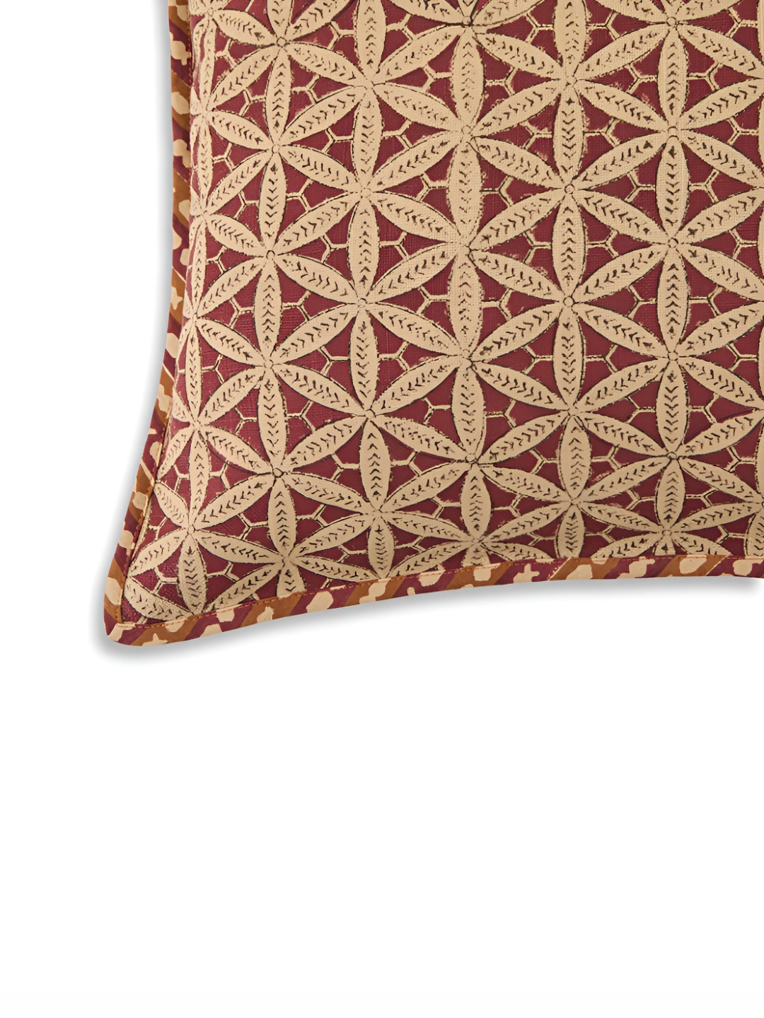 Fabindia Karwan Red Ethnic Motifs Cotton Washable Square Cushion Covers - 15.7 x 15.7 In
