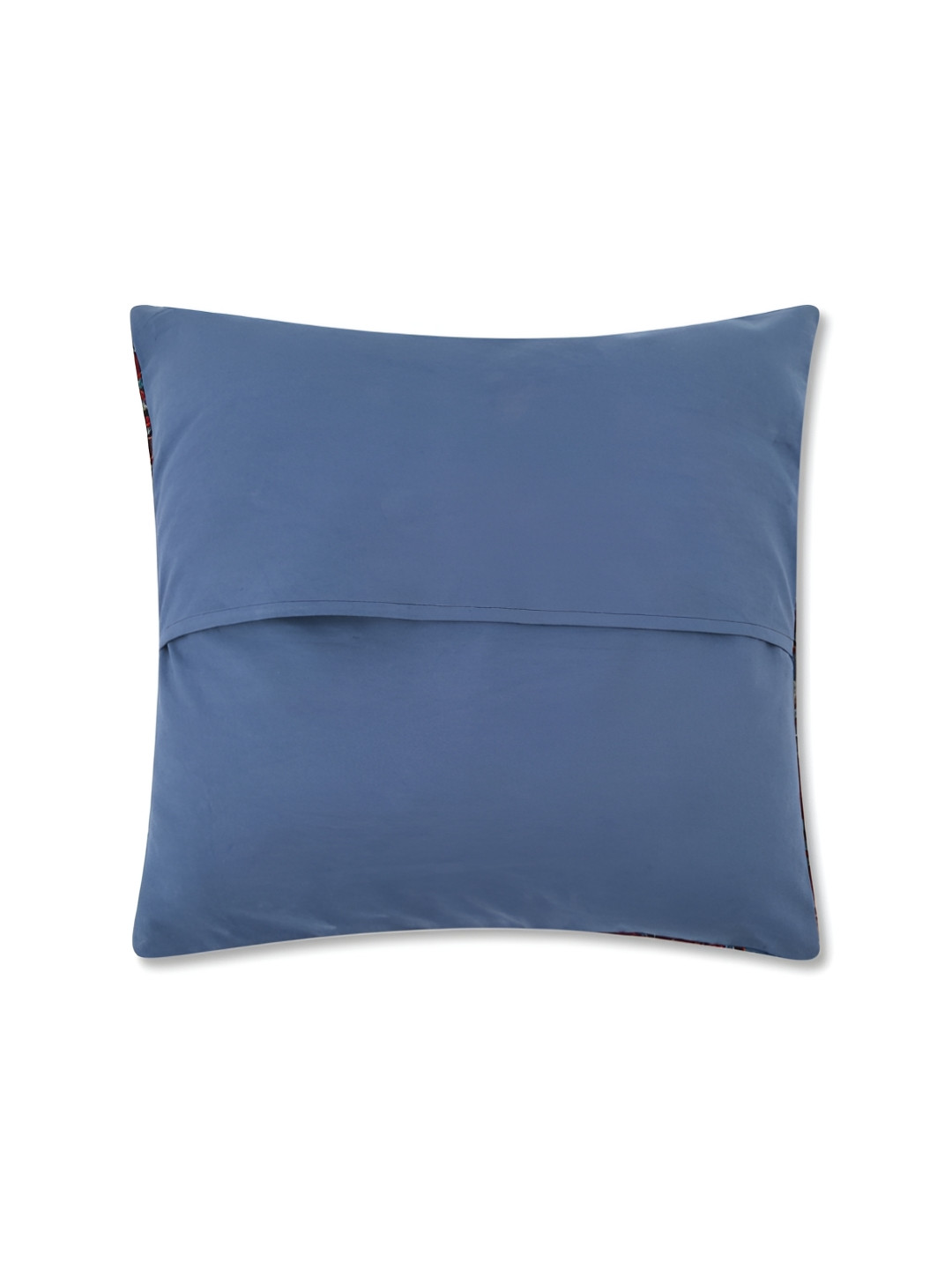 Fabindia Blue Embroidered Viscose Rayon Embellished Square Cushion Cover -15.7x15.7In