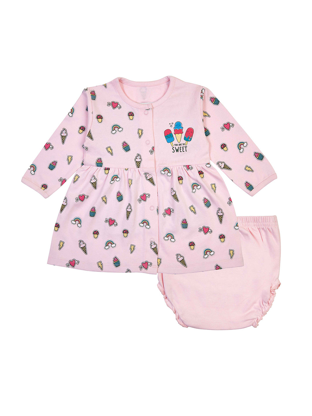 BAESD Girls Printed Pure Cotton Frock and Panty